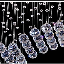 Pendellampa 6 Lampor Modern Silver Canpoy Transparent Crystal Waves Takbelysningsarmaturer