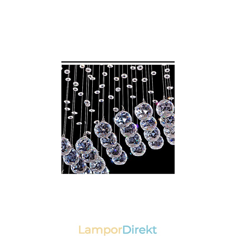 Pendellampa 6 Lampor Modern Silver Canpoy Transparent Crystal Waves Takbelysningsarmaturer