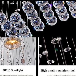 Pendellampa 6 Lampor Modern Silver Canpoy Transparent Crystal Waves Takbelysningsarmaturer