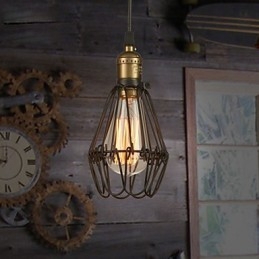 Pendellampor Vintage Amerikansk Lantlig Stil Som Återställer Gamla Sätt Smidesjärn Liten Bur Droplight