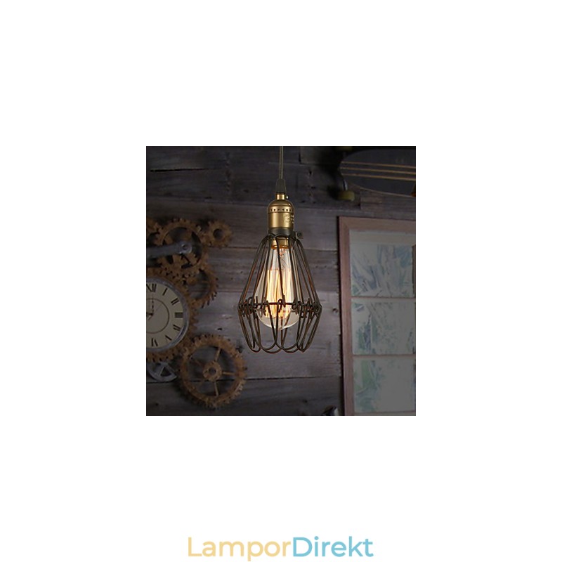 Pendellampor Vintage Amerikansk Lantlig Stil Som Återställer Gamla Sätt Smidesjärn Liten Bur Droplight