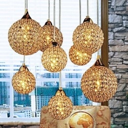 Modern Och Modern Globe Crystal Galvaniserad Metall Taklampa