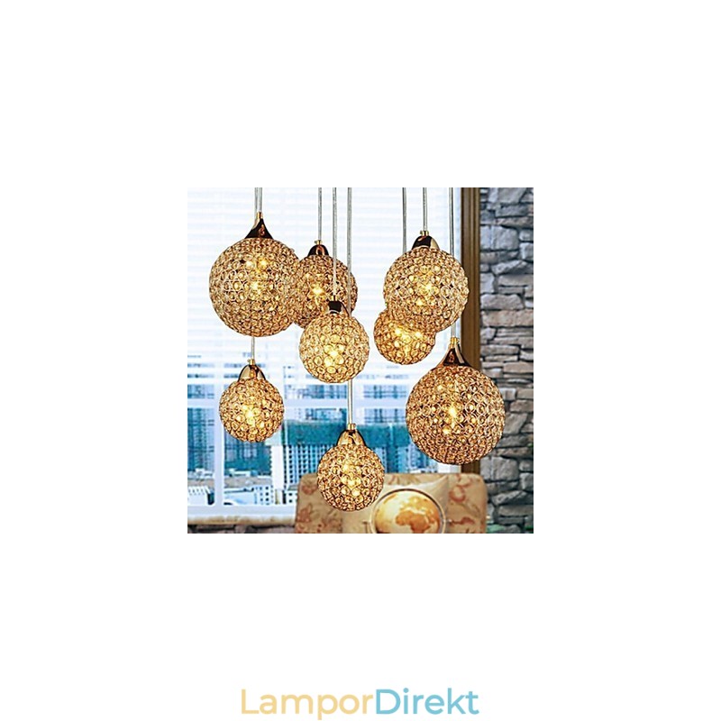 Modern Och Modern Globe Crystal Galvaniserad Metall Taklampa