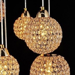 Modern Och Modern Globe Crystal Galvaniserad Metall Taklampa