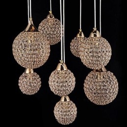 Modern Och Modern Globe Crystal Galvaniserad Metall Taklampa