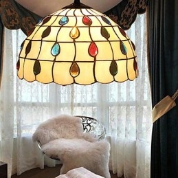 Europeiska Landsbygden Creative Arts Ljuskrona Av Målat Glas Som Återställer Antika Sätt Lampa Ljus