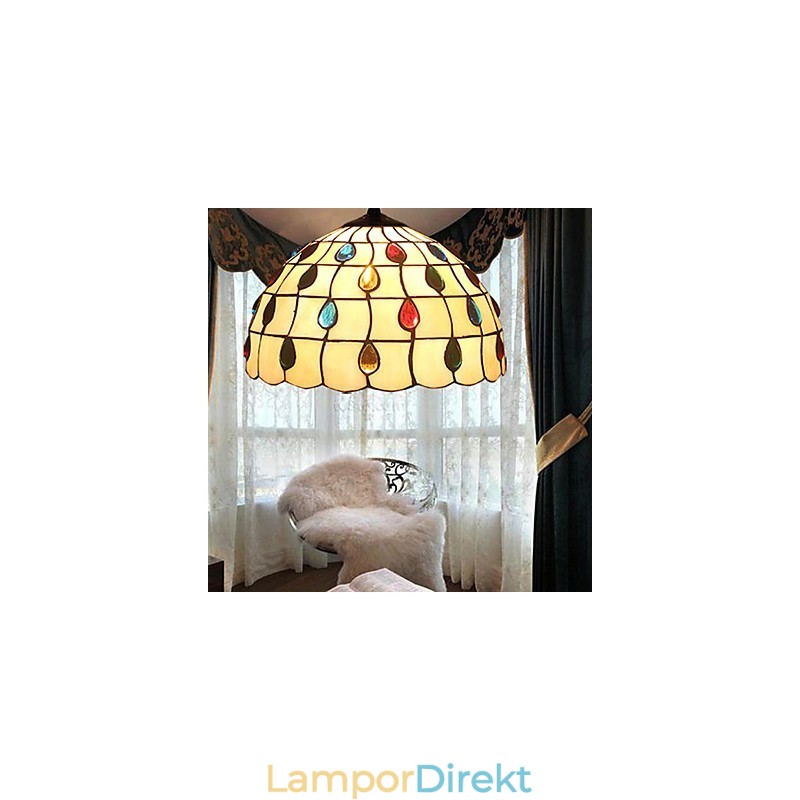 Europeiska Landsbygden Creative Arts Ljuskrona Av Målat Glas Som Återställer Antika Sätt Lampa Ljus