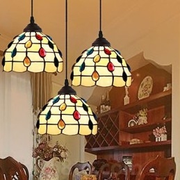 Europeiska Landsbygden Creative Arts Ljuskrona Av Målat Glas Som Återställer Antika Sätt Lampa Ljus