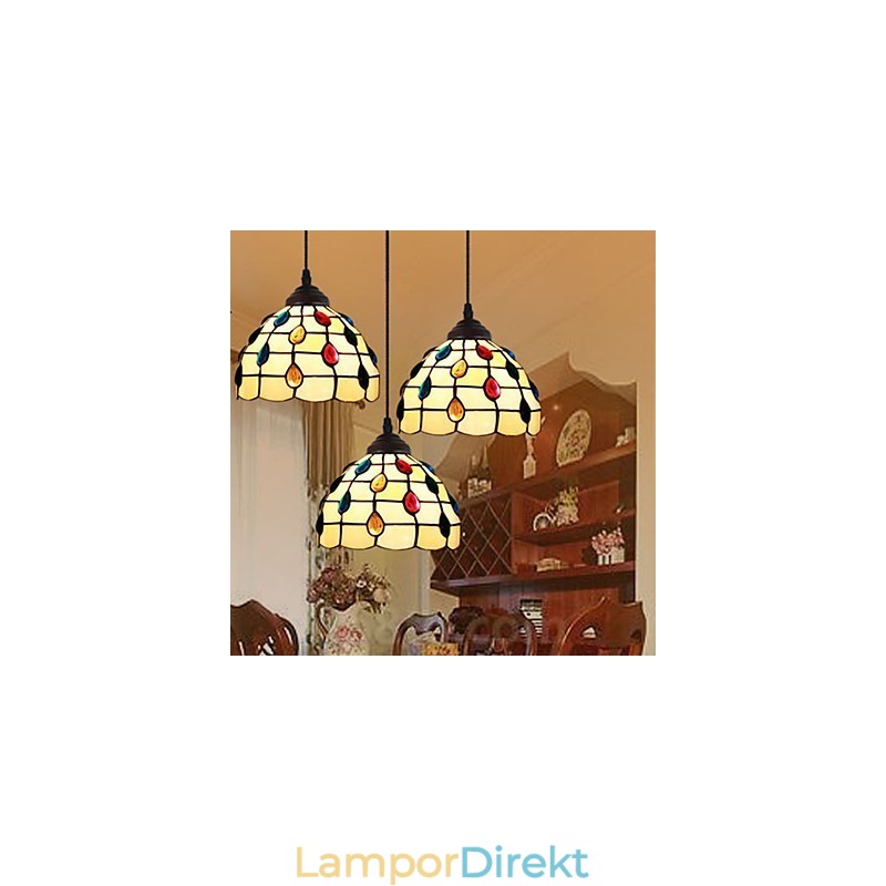 Europeiska Landsbygden Creative Arts Ljuskrona Av Målat Glas Som Återställer Antika Sätt Lampa Ljus