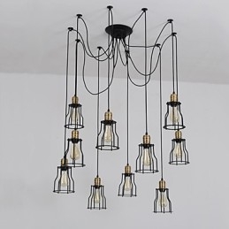 Vintage Edison Multipel Justerbar Diy Taklampa Ljus Pendelbelysning Ljuskrona Modern Chic Industriell Matsal