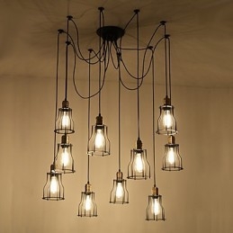 Vintage Edison Multipel Justerbar Diy Taklampa Ljus Pendelbelysning Ljuskrona Modern Chic Industriell Matsal