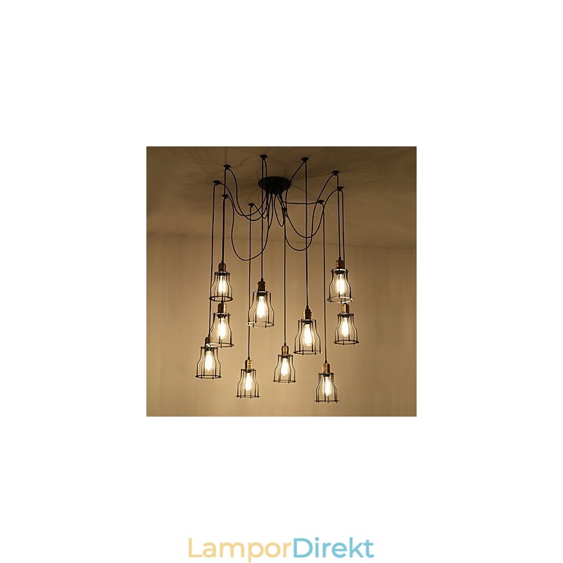 Vintage Edison Multipel Justerbar Diy Taklampa Ljus Pendelbelysning Ljuskrona Modern Chic Industriell Matsal