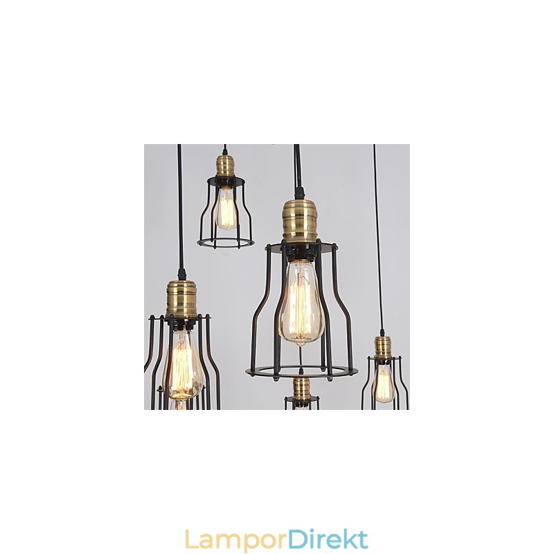 Vintage Edison Multipel Justerbar Diy Taklampa Ljus Pendelbelysning Ljuskrona Modern Chic Industriell Matsal