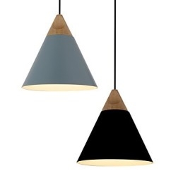 Mini Artistic Cone Pendellampa 1 Ljus Mordern Enkelhet Finish Svart Vit Dammblå Aluminium & Trä Droplight