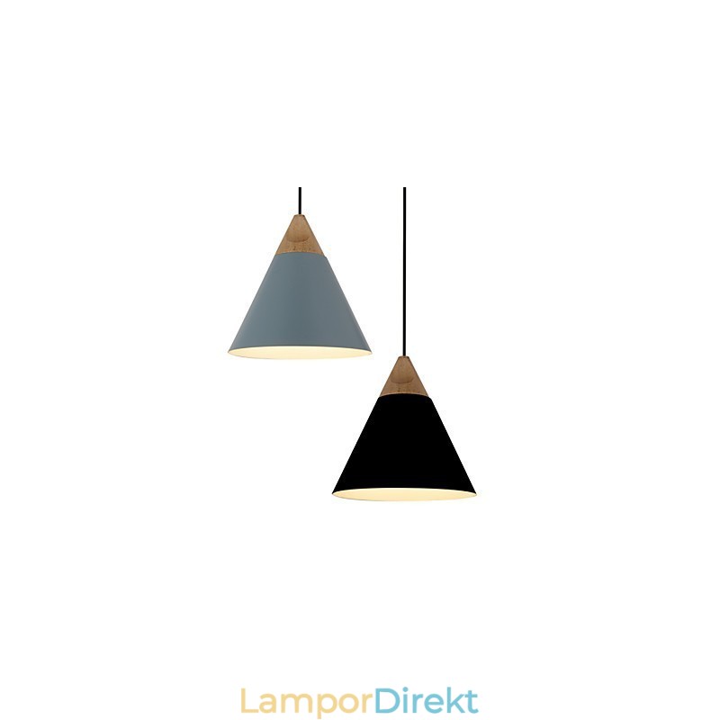 Mini Artistic Cone Pendellampa 1 Ljus Mordern Enkelhet Finish Svart Vit Dammblå Aluminium & Trä Droplight