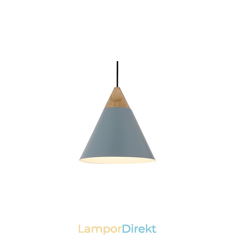 Mini Artistic Cone Pendellampa 1 Ljus Mordern Enkelhet Finish Svart Vit Dammblå Aluminium & Trä Droplight