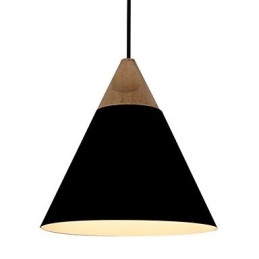Mini Artistic Cone Pendellampa 1 Ljus Mordern Enkelhet Finish Svart Vit Dammblå Aluminium & Trä Droplight
