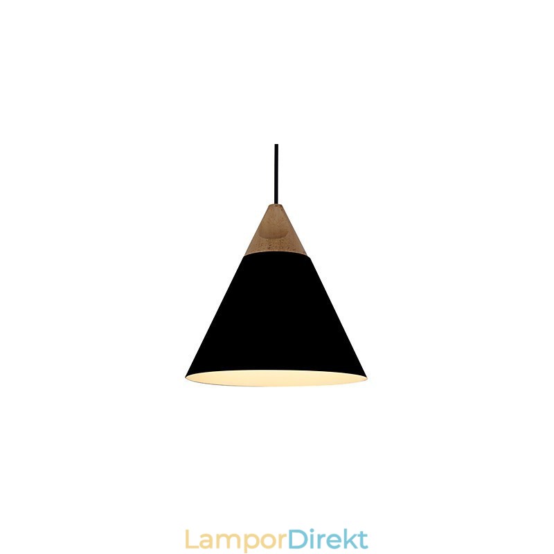 Mini Artistic Cone Pendellampa 1 Ljus Mordern Enkelhet Finish Svart Vit Dammblå Aluminium & Trä Droplight