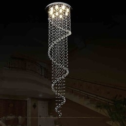 Moderna Kristallhängande Ljus Ljuskrona Belysningslampor Armaturer Med Enkel Spiral D70Cm H250Cm