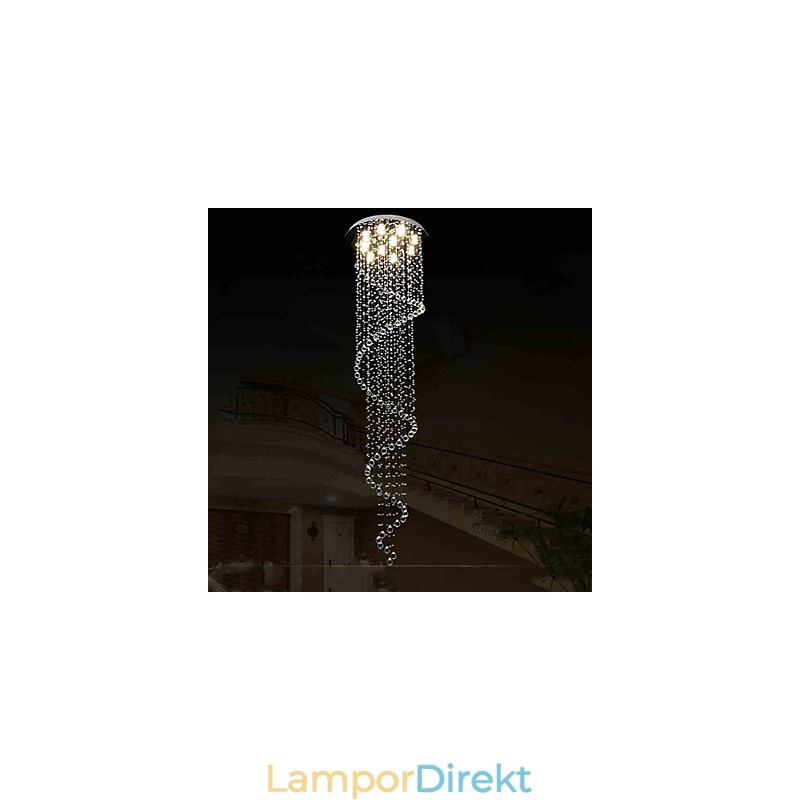 Moderna Kristallhängande Ljus Ljuskrona Belysningslampor Armaturer Med Enkel Spiral D70Cm H250Cm