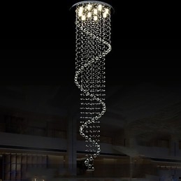 Moderna Kristallhängande Ljus Ljuskrona Belysningslampor Armaturer Med Enkel Spiral D70Cm H250Cm