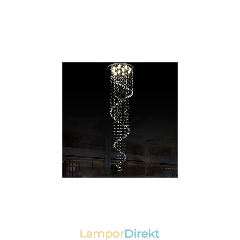 Moderna Kristallhängande Ljus Ljuskrona Belysningslampor Armaturer Med Enkel Spiral D70Cm H250Cm