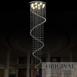 Moderna Kristallhängande Ljus Ljuskrona Belysningslampor Armaturer Med Enkel Spiral D70Cm H250Cm