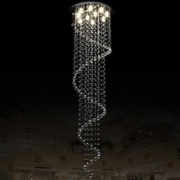 Moderna Kristallhängande Ljus Ljuskrona Belysningslampor Armaturer Med Enkel Spiral D70Cm H250Cm