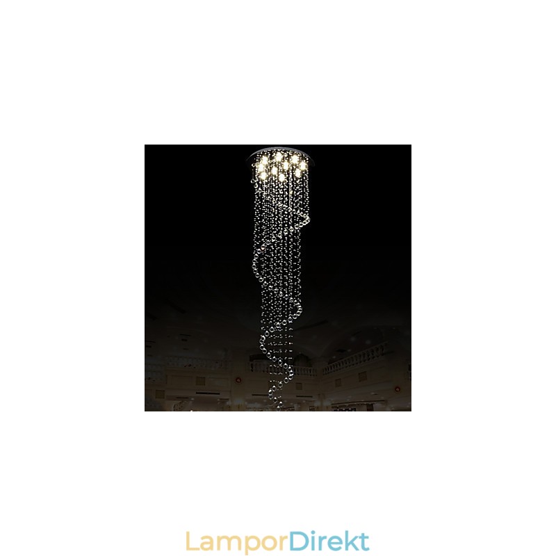 Moderna Kristallhängande Ljus Ljuskrona Belysningslampor Armaturer Med Enkel Spiral D70Cm H250Cm
