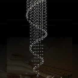 Moderna Kristallhängande Ljus Ljuskrona Belysningslampor Armaturer Med Enkel Spiral D70Cm H250Cm