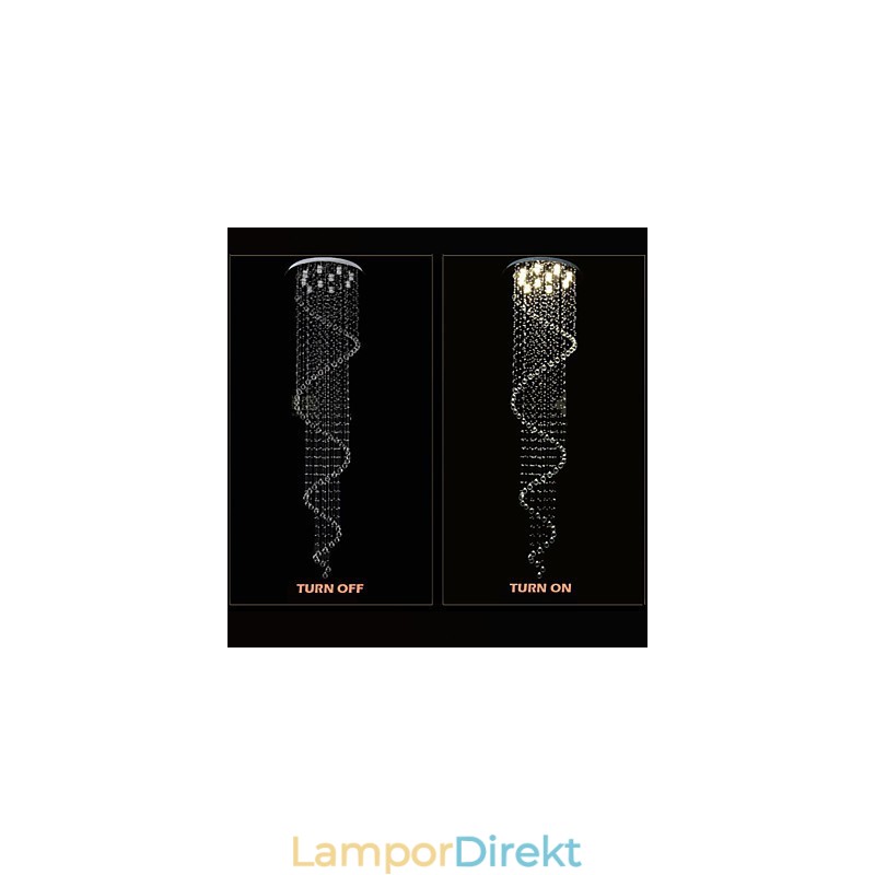 Moderna Kristallhängande Ljus Ljuskrona Belysningslampor Armaturer Med Enkel Spiral D70Cm H250Cm