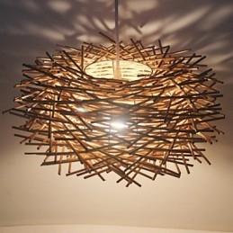 Modern Lantlig Cany Art Vävd Rotting Enkelhuvud Droplight Lampa