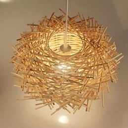 Modern Lantlig Cany Art Vävd Rotting Enkelhuvud Droplight Lampa