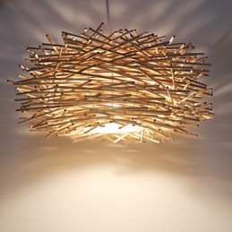 Modern Lantlig Cany Art Vävd Rotting Enkelhuvud Droplight Lampa
