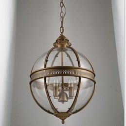 Järn Brons Ljuskrona Lampa Glas