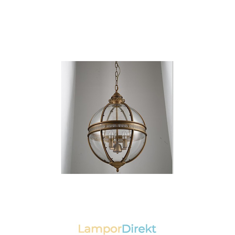 Järn Brons Ljuskrona Lampa Glas