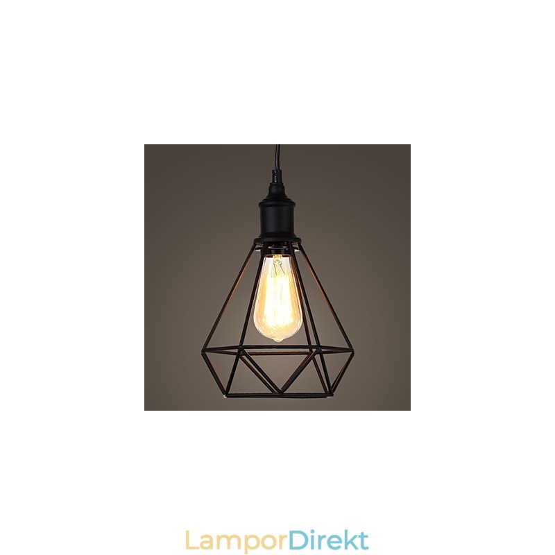 American Small Steel Birdcage Pendel Vintage Retro Diy Drop Light Industriell Belysningsarmatur För Heminredning