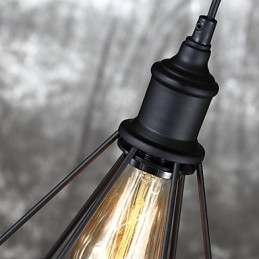 American Small Steel Birdcage Pendel Vintage Retro Diy Drop Light Industriell Belysningsarmatur För Heminredning