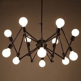 American Loft Black Lights Iron Spider Ljuskrona Med 12 Huvuden