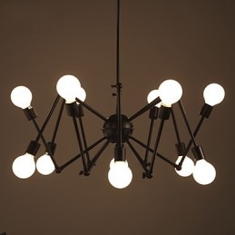 American Loft Black Lights Iron Spider Ljuskrona Med 12 Huvuden