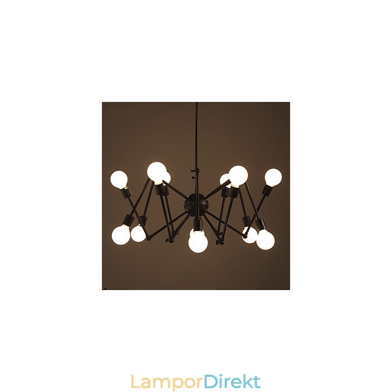 American Loft Black Lights Iron Spider Ljuskrona Med 12 Huvuden