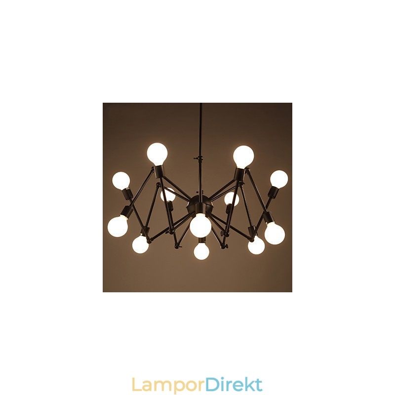 American Loft Black Lights Iron Spider Ljuskrona Med 12 Huvuden