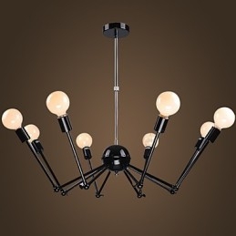 American Loft Black Lights Iron Spider Ljuskrona Med 12 Huvuden