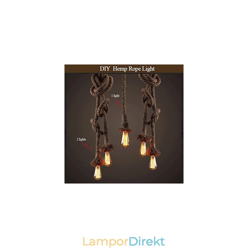 1 Lätt Diy Art Hamp Rope Light Creative Hemp Rope Droplight