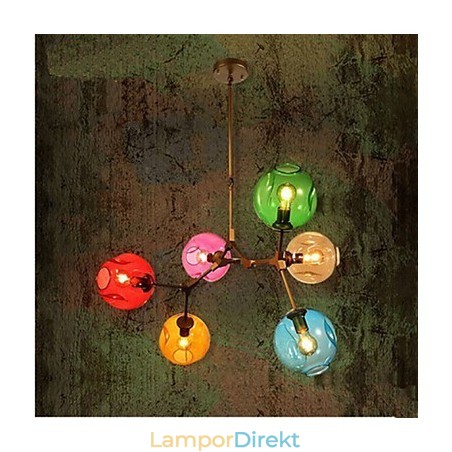 Art Color Glass Bulb Pendant 6 Ljus Ljuskrona Art Color Glass Bulb Pendant 6 Ljus Ljuskrona