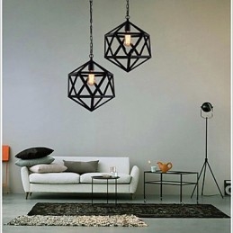 Retro Industriell Lampa Droplight Hexahedron Konstnärlig Originalitet Smidesjärn Taklampa