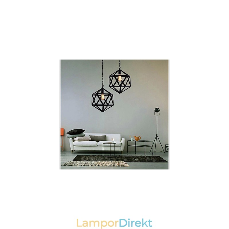 Retro Industriell Lampa Droplight Hexahedron Konstnärlig Originalitet Smidesjärn Taklampa