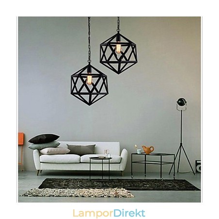 Retro Industriell Lampa Droplight Hexahedron Konstnärlig Originalitet Smidesjärn Taklampa Retro Industriell Lampa Droplight Hexahedron Konstnärlig Originalitet Smidesjärn Taklampa