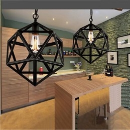 Retro Industriell Lampa Droplight Hexahedron Konstnärlig Originalitet Smidesjärn Taklampa