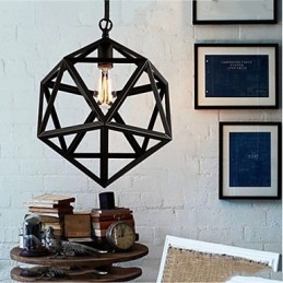 Retro Industriell Lampa Droplight Hexahedron Konstnärlig Originalitet Smidesjärn Taklampa